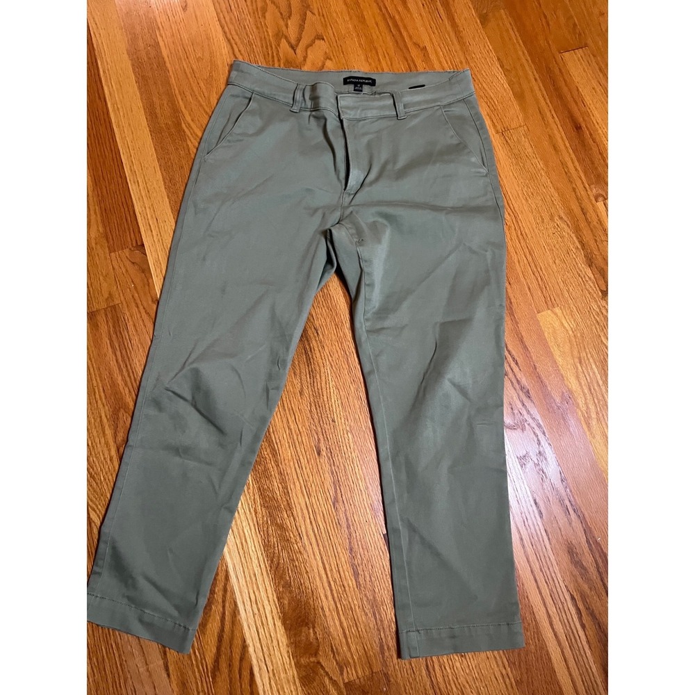 Banana Republic Avery Olive Green Ankle Pants Trousers Womens 12 Slim Straight